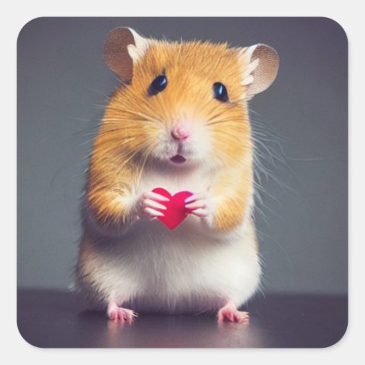 Schattige hamsterliefde vierkante sticker (Voorkant)