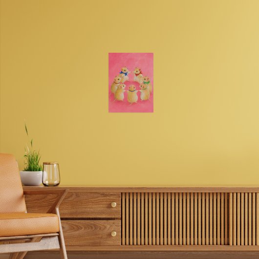 Schattige hamsters dansen cirkel kinderkamer schil poster (Woonkamer 2)
