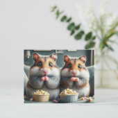 Schattige hamsters en popcorn briefkaart (Staand voorkant)
