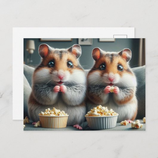 Schattige hamsters en popcorn briefkaart (Voorkant / Achterkant)