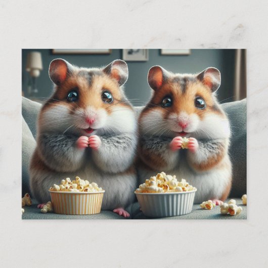 Schattige hamsters en popcorn briefkaart (Voorkant)