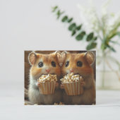 Schattige hamsters met popcorn briefkaart (Staand voorkant)
