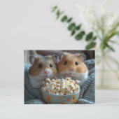 Schattige Hamsters Met Popcorn Briefkaart (Staand voorkant)