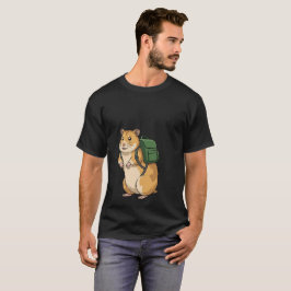 Schattige hamsterwandelaar met rugzak t-shirt