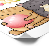 Schattige Hanami Dango Cat Trio Poster (Hoek)