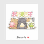 Schattige Hanami Dango Cat Trio Sticker (Vel)