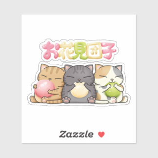 Schattige Hanami Dango Cat Trio Sticker