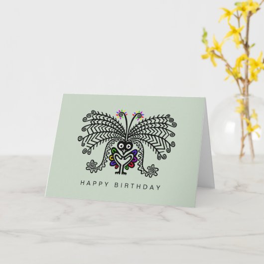 Schattige Hand getekend - LYREBIRD - Natuur - Aust Kaart (Gele Bloem)