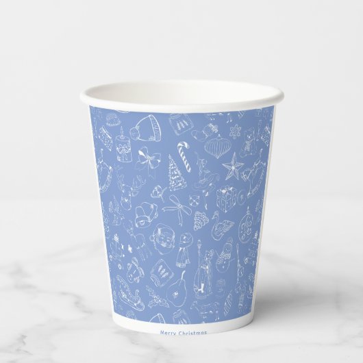 Schattige hand getekend vakantie doedel patroon papieren bekers (Achterkant)