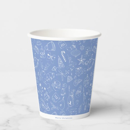 Schattige hand getekend vakantie doedel patroon papieren bekers (Voorkant)