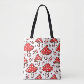 Schattige hand getekende paddenstoelen rood en wit tote bag (Voorkant)