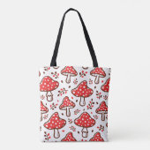 Schattige hand getekende paddenstoelen rood en wit tote bag (Achterkant)