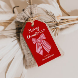 Schattige Hand Getekende Whimsical Boog Kerstmis Cadeaulabel
