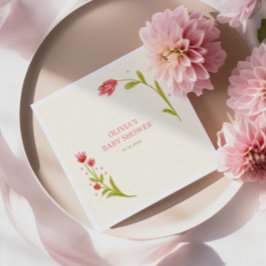 Schattige Hand getrokken bloemenBaby shower Servet