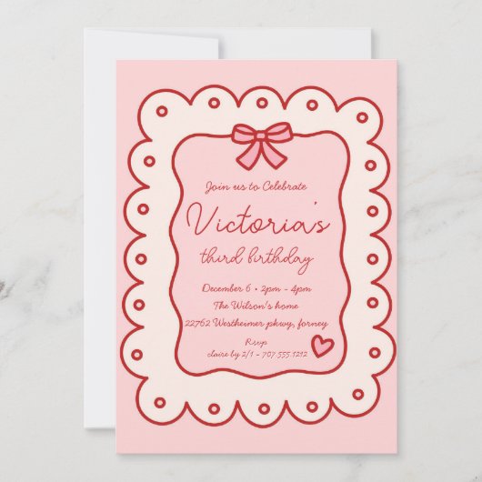 Schattige Hand Getrokken Boog Verjaardag Kaart (Voorkant)