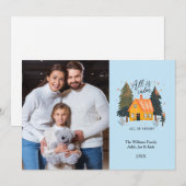 Schattige Hand getrokken huis Custom Photo Holiday Feestdagenkaart (Voorkant / Achterkant)