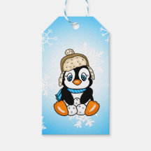 Schattige Hand getrokken Pinguïn met Sneeuwballen