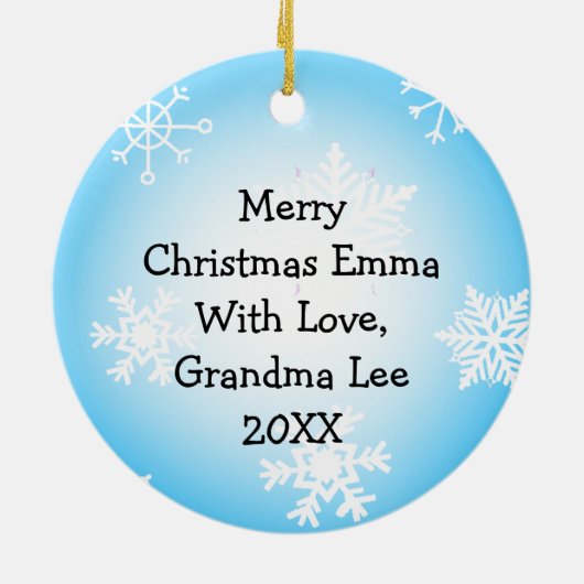 Schattige Hand getrokken Pinguïn met Sneeuwballen Keramisch Ornament (Achterkant)