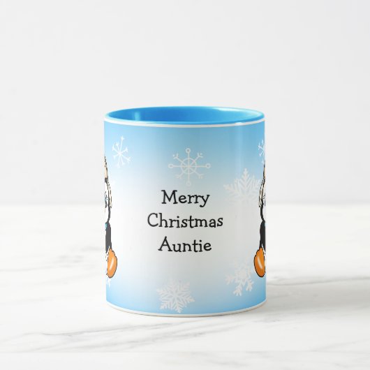 Schattige Hand getrokken Pinguïn met Sneeuwballen Mok (Midden)