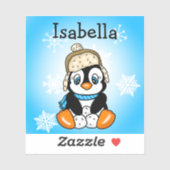 Schattige Hand getrokken Pinguïn met Sneeuwballen Sticker (Vel)