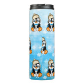 Schattige Hand getrokken Pinguïn met Sneeuwballen Thermosbeker (Achterkant)