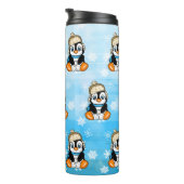 Schattige Hand getrokken Pinguïn met Sneeuwballen Thermosbeker (Geroteerd rechts)