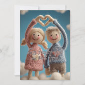 Schattige Handgebreide Koppel Garendollen Valentij Feestdagenkaart (Voorkant)