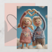 Schattige Handgebreide Koppel Garendollen Valentij Feestdagenkaart (Voorkant / Achterkant)