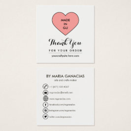 Schattige Handgemaakt Label Label Social Media Vis Vierkante Visitekaartjes