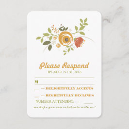 schattige handgeschilderde bloemen bruiloft RSVP Kaartje