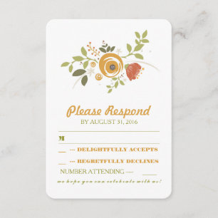 schattige handgeschilderde bloemen bruiloft RSVP Kaartje