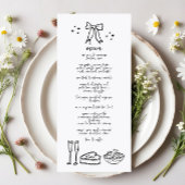 Schattige Handgeschreven Doodle Bow Bruiloft Recep Menu