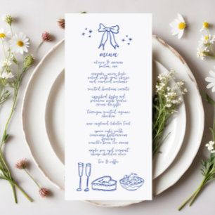 Schattige Handgeschreven Doodle Bow Bruiloft Recep Menu
