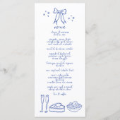 Schattige Handgeschreven Doodle Bow Bruiloft Recep Menu (Voorkant)