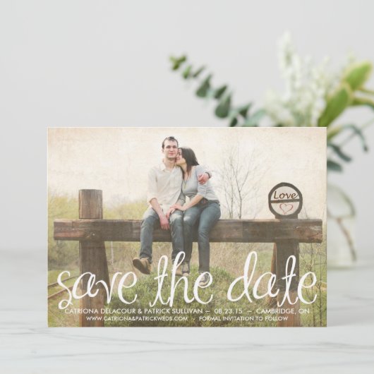 Schattige handgeschreven script De datumbekendmaki Kaart (Staand voorkant)