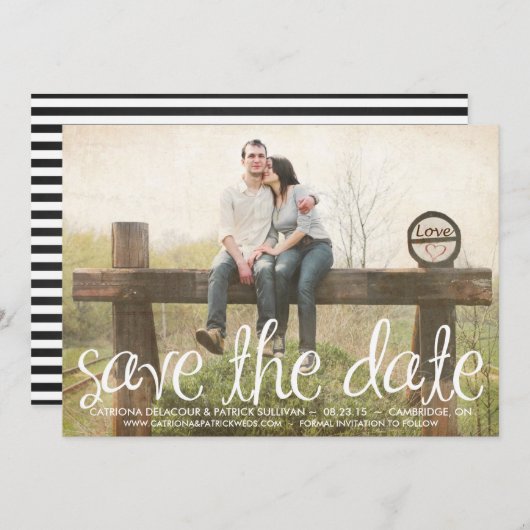 Schattige handgeschreven script De datumbekendmaki Kaart (Voorkant / Achterkant)