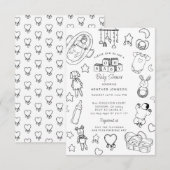 Schattige handgetekend Baby shower Kaart (Voorkant / Achterkant)