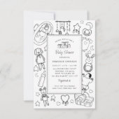 Schattige handgetekend Baby shower Kaart (Voorkant)