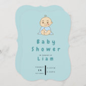 Schattige handgetekend Baby shower Kaart (Voorkant / Achterkant)