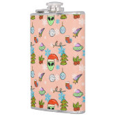 Schattige handgetekende Alien Christmas Seamless P Heupfles (Links)