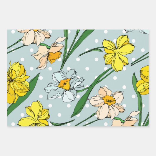 Schattige handgetekende bloemetjes Paarse Blauw Ro Inpakpapier Vel (Voorkant 2)