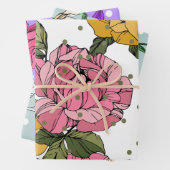 Schattige handgetekende bloemetjes Paarse Blauw Ro Inpakpapier Vel (In situ)