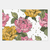 Schattige handgetekende bloemetjes Paarse Blauw Ro Inpakpapier Vel (Voorkant)