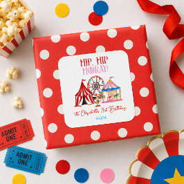 Schattige Handgetekende Carnaval Circus Verjaardag Vierkante Sticker