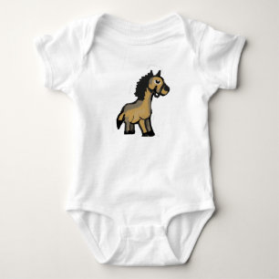 Schattige handgetekende cartoon paard kunst romper