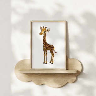 Schattige handgetekende giraffe-kinderkamerkunst poster