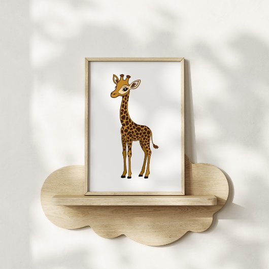 Schattige handgetekende giraffe-kinderkamerkunst poster