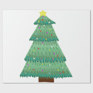 Schattige handgetekende kerstboom kerstcadeau cadeaupapier