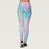 Schattige handgetekende pastelbloem leggings (Achterkant)