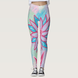Schattige handgetekende pastelbloem leggings